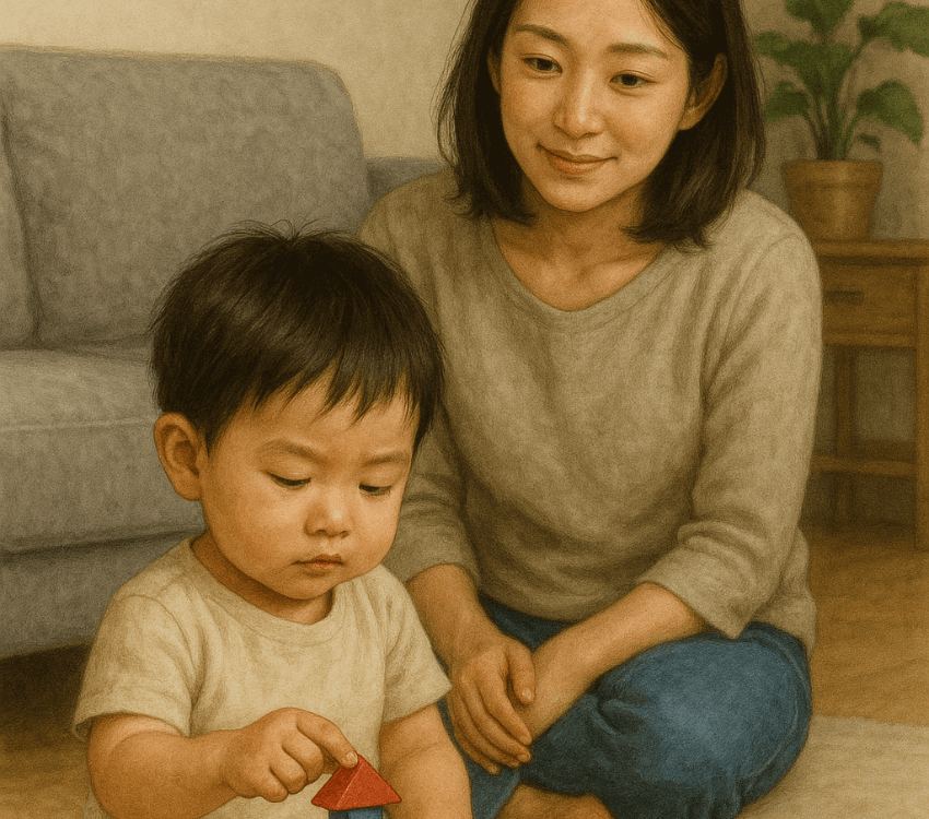A- mother -watches -her- child -play