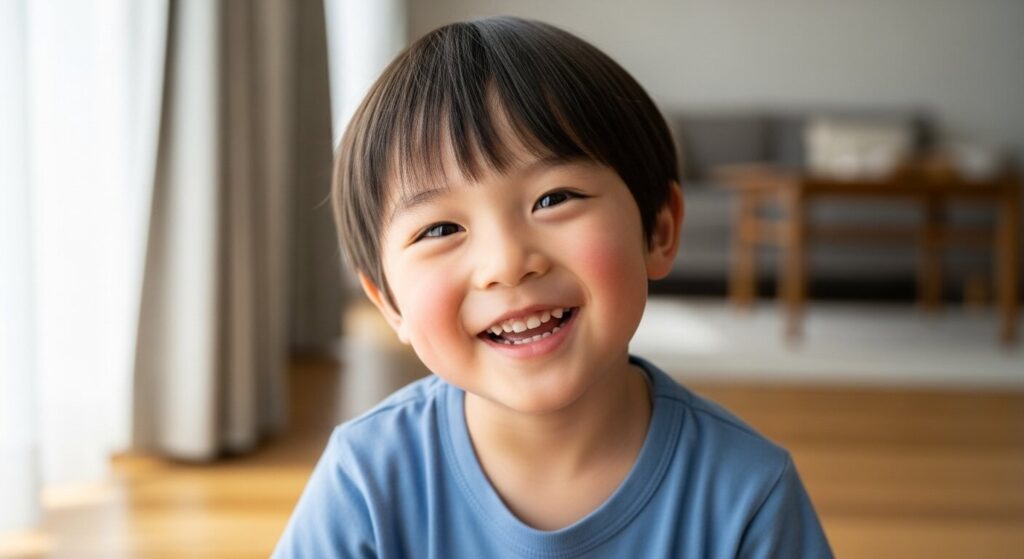 Smiling- 3-year-old- Japanese- boy
